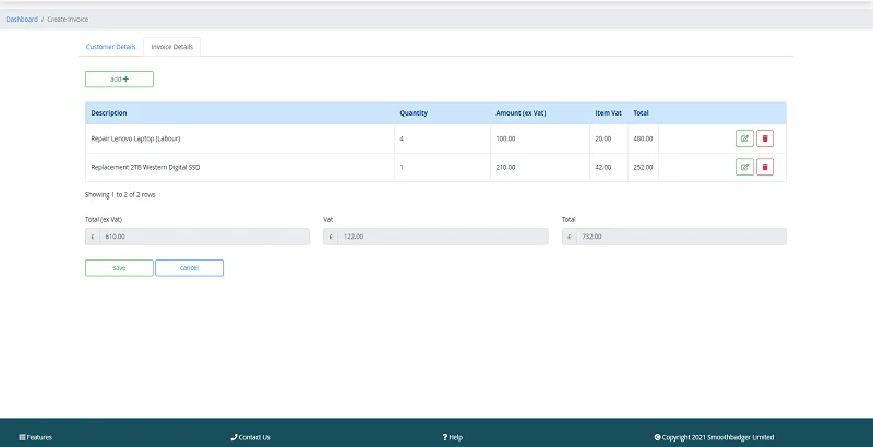 easyinvoice - add items